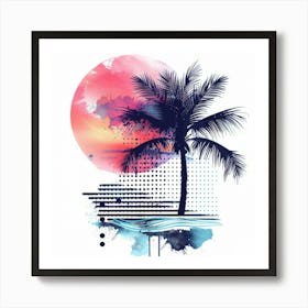 Palm Tree At Sunset 6 Art Print