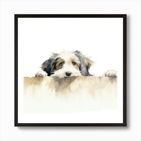 Dog Peeking Over The Wall 1 Art Print