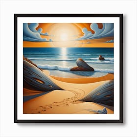 Sunset On The Beach Art Print