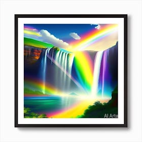 Rainbow Waterfall Art Print