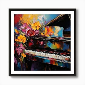 An Ultra High Definition Bohemian Oil Painting Featuring An Abstract Piano Close Up Filled With Vib 766092365 (1) Art Print