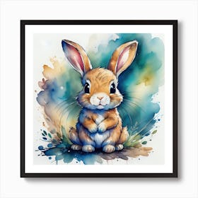 Bunny Watercolor Painting Art Print