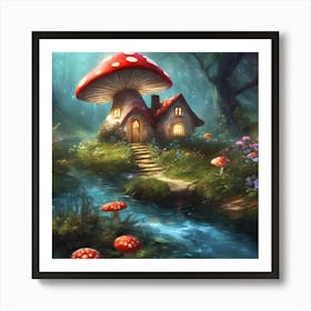 Toadstool House In the Enchanted Forest Art Print