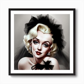 Marilyn Monroe Dark Bridal Veil Art Print