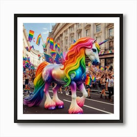 Rainbow Unicorn in Pride Parade Art Print