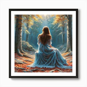 Girl In The Woods 1 Art Print