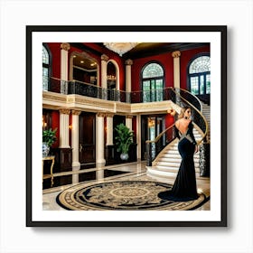Model Female Mansion Luxury Estate Glamour Fashion Style Elegant Opulent Wealth Rich Gra (7) Art Print