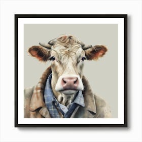 Watercolour British Cow Wilfred Poster