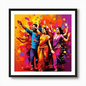 Vector Colorful Festive Celebration Joy Vibrant Culture Tradition Hindu Spring Happiness (8) Art Print