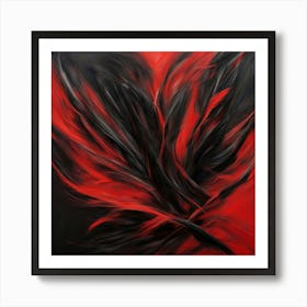 Abstract Red Black Abstract Painting Art Print