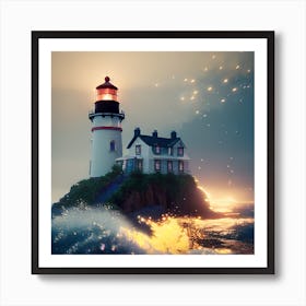 Lighthouse In The Sea Art Print