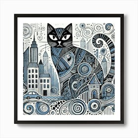 Onyx Ridge City Cat Art Print