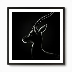 Silhouette Of Gazelle Art Print