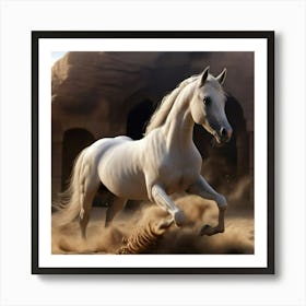 White Horse In The Desert Art Print