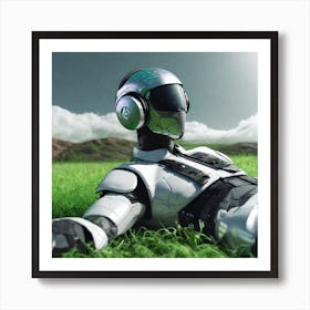 Robot Laying In Grass Art Print