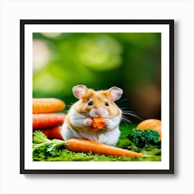 Hamster Eating Carrots Art Print