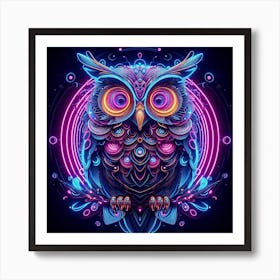 Neon Owl Art Print