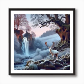 Deer In The Forest 4 Art Print