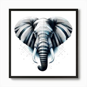 Elephant Head - Abstract Line Art Illustration 157 Art Print