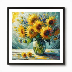 Sunflowers In A Vase Art Print