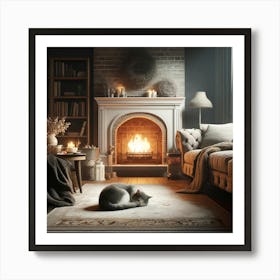 Cozy Living Room Wall Print Art A Comforting Scene Of A Warm Living Room, Perfect For Adding A Sense Of Relaxation And Homeliness To Any House Art Print