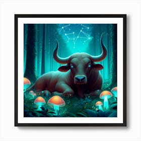 Bull In The Forest 25 Art Print