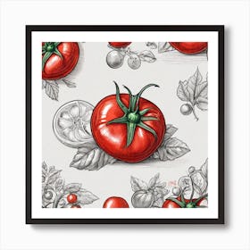 Red Tomatoes On A White Background Art Print
