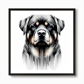 Rottweiler - Abstract Line Art Illustration 144 Art Print