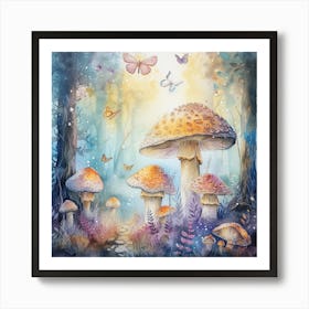 Mushrooms In The Forest 3 Art Print