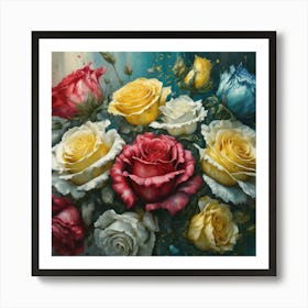 Watercolor design with beautiful roses oil painting abstract 22 Art Print