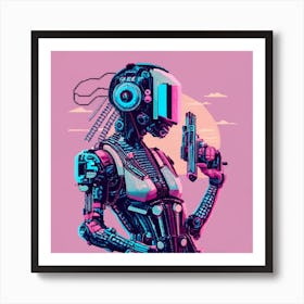 Pixel Art Cyberpunk Poster 3 Art Print