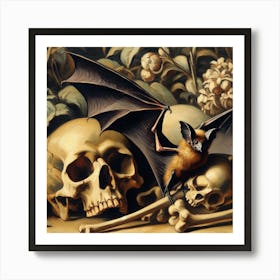 Bat and Skull Art Print