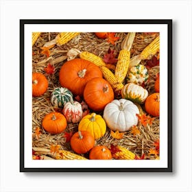 Bright Autumn Palette Incorporating Traditional Holiday Elements Styled In A Modern Art And Design Art Print