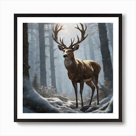 Deer In The Woods 41 Art Print