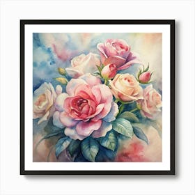 Watercolor Roses 22 Art Print