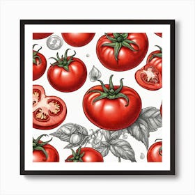 Tomato Seamless Pattern 3 Póster