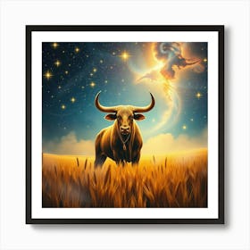 Bull In The Field 7 Art Print