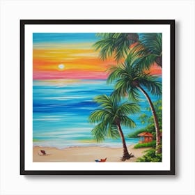 Sunset At The Beach 8 Art Print