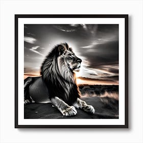 Lion At Sunset 8 Art Print