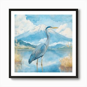 Creatai 24830 Vintage Illustration Of Blue Heron Bird Standin 9557a4d6 5a17 4686 A7a3 6437609cd5c8 2 Art Print