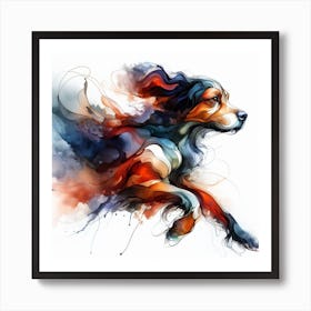 Experience The Beauty And Grace Of A Dog In Motion With This Dynamic Watercolour Art Print 2 Art Print