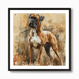 Bull Dog watercolour standng pride Art Print