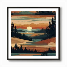 Sunset Landscape Art Print