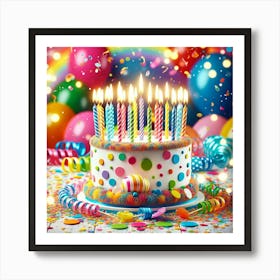 Birthday Cake With Candles Art Print