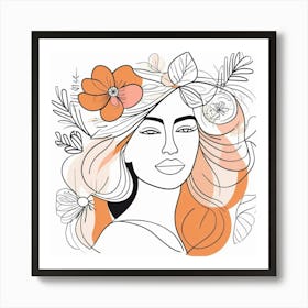 Watercolour Woman Line Art (5) Art Print