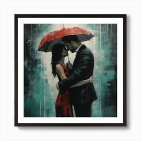 Kissing In The Rain 1 Art Print