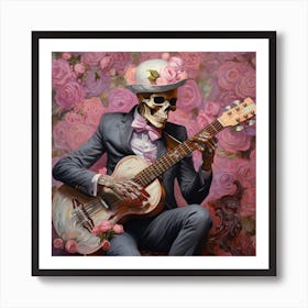 Skeleton Playing Guitar 1 Art Print