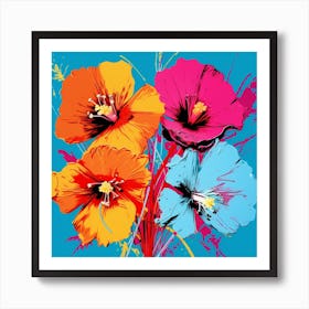 Andy Warhol Style Pop Art Flowers Veronica Flower 1 Square Art Print