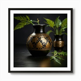 Gold And Black Vases Poster