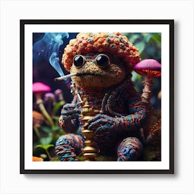 Frog Smoking A Pipe Art Print